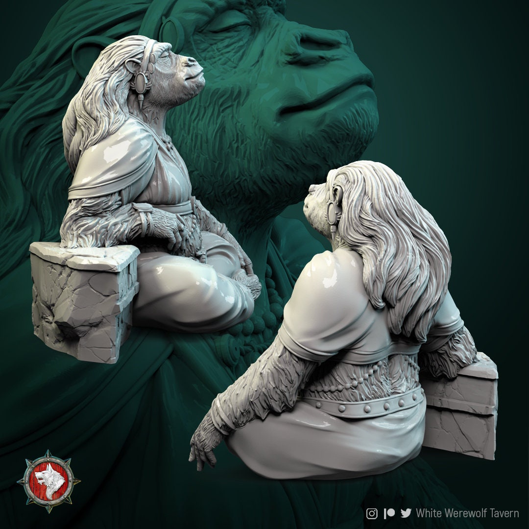 Gorilla Queen | Multiple Scales | Resin 3D Printed Miniature | White Werewolf Tavern | RPG | D&D | DnD