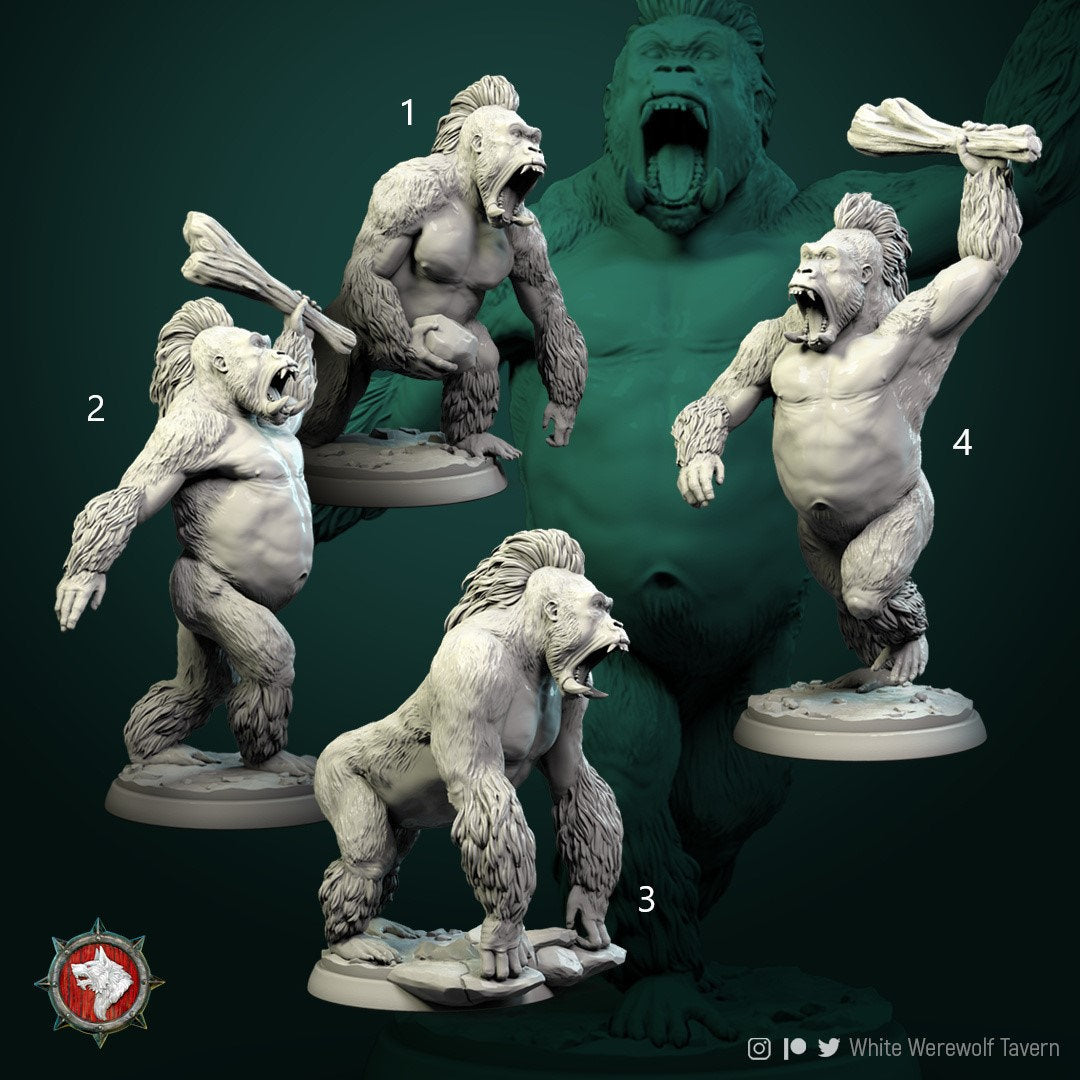 Crushing Gorillas | Resin 3D Printed Miniature | White Werewolf Tavern | RPG | D&D | DnD