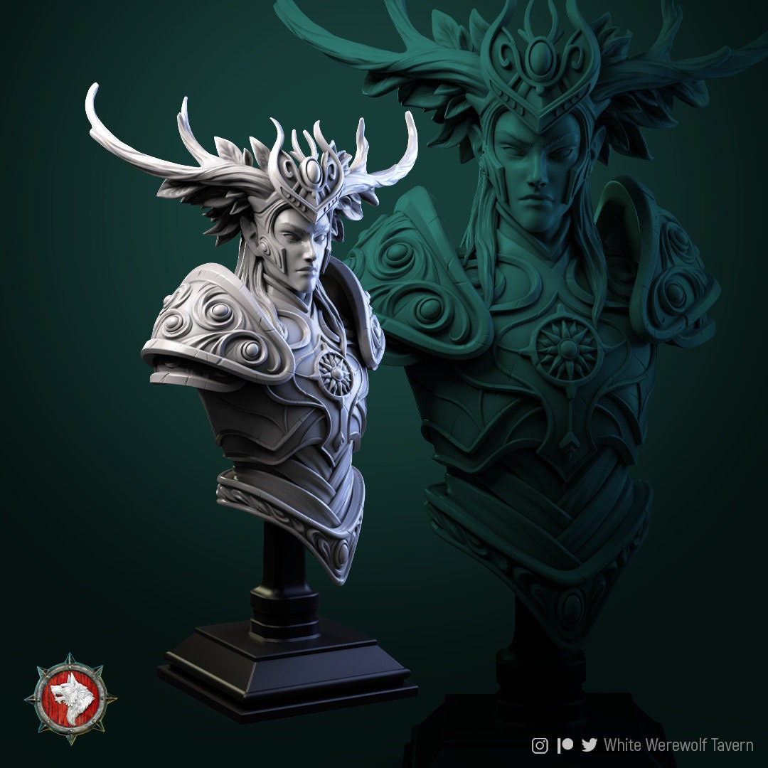 Wood Elf King - Tarniel | Bust | Resin 3D Printed Miniature | White Werewolf Tavern