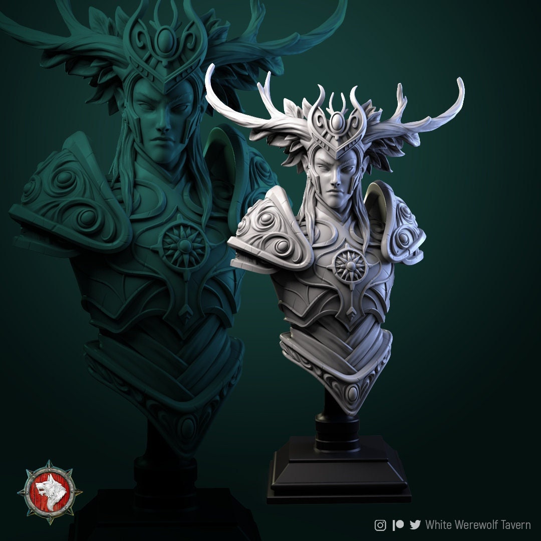 Wood Elf King - Tarniel | Bust | Resin 3D Printed Miniature | White Werewolf Tavern