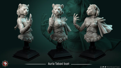 Auria Tabaxi Female | Bust | Resin 3D Printed Miniature | White Werewolf Tavern