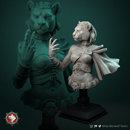 Auria Tabaxi Female | Bust | Resin 3D Printed Miniature | White Werewolf Tavern