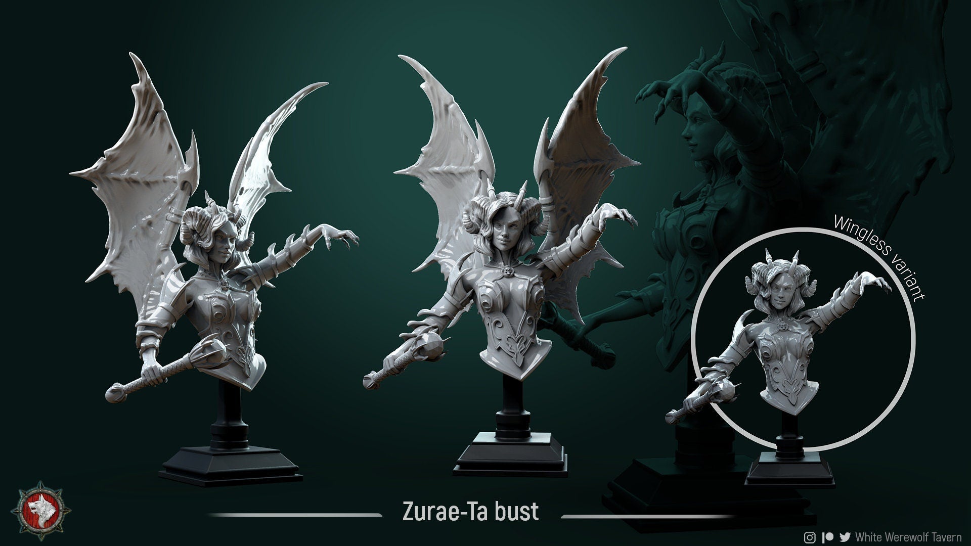 Zurae-Ta Succubus | Bust | Resin 3D Printed Miniature | White Werewolf Tavern