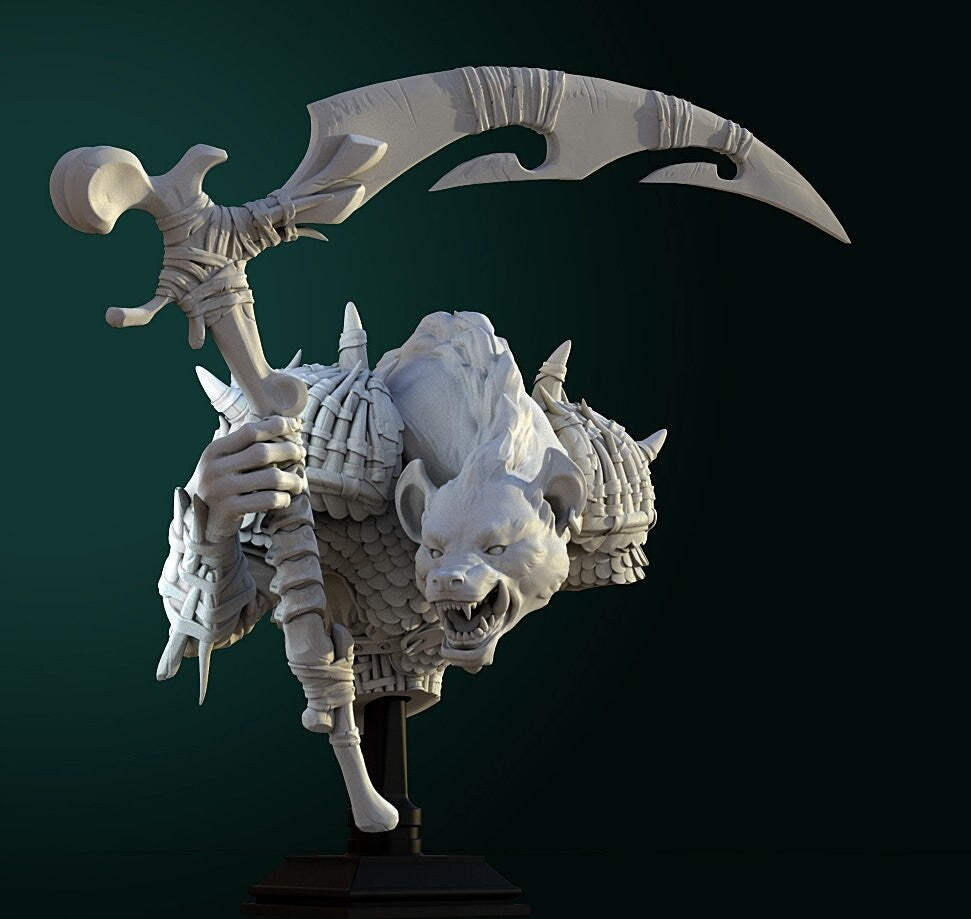 Mezg Gnoll Commander | Bust | Resin 3D Printed Miniature | White Werewolf Tavern