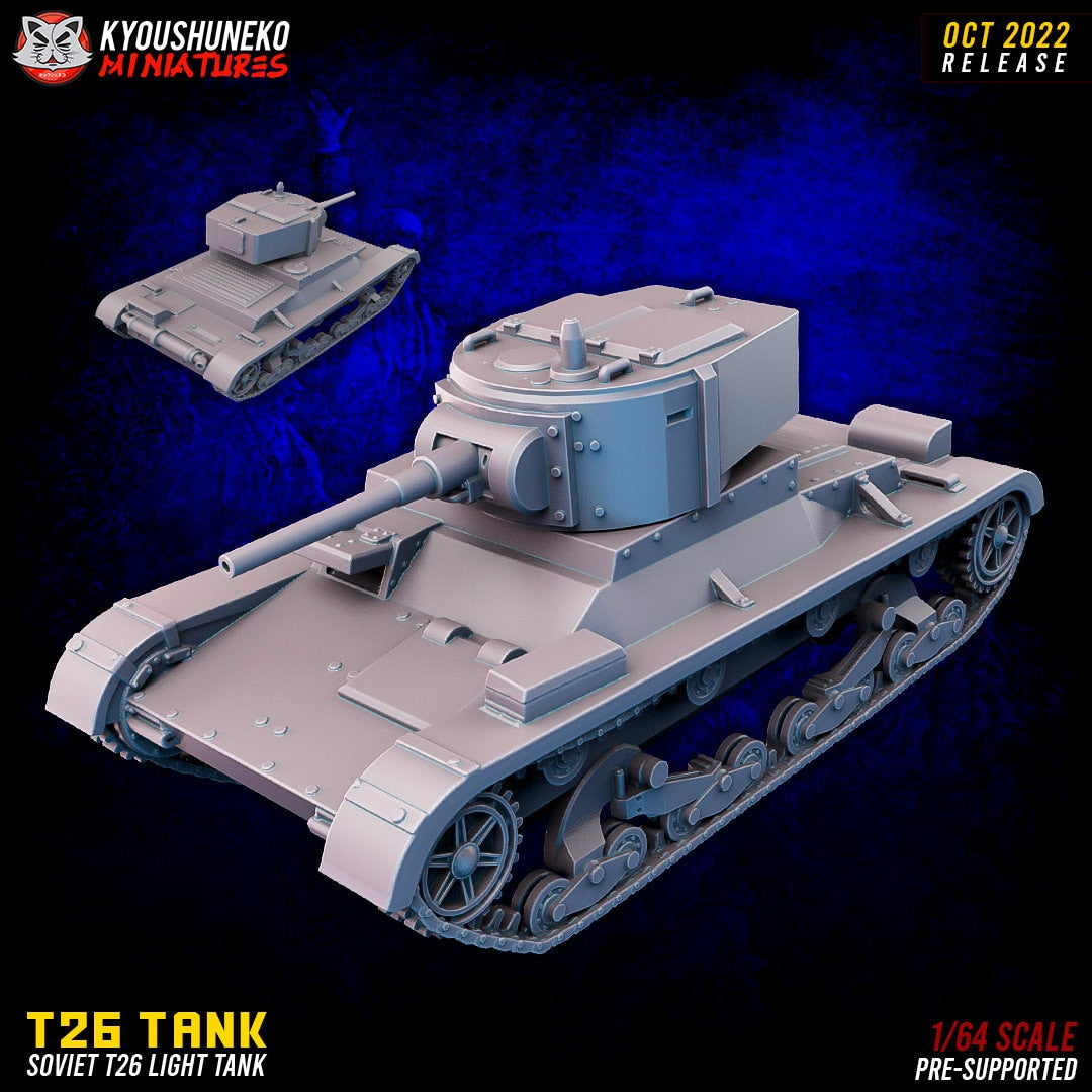WW2 Soviet T26 Tank | Resin 3D Printed Miniature | Kyoushuneko