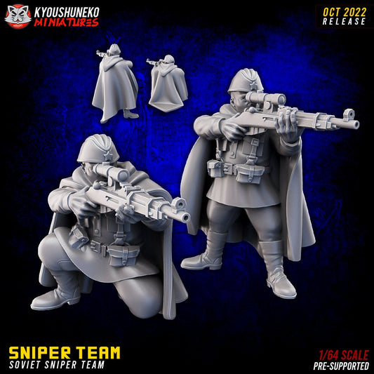 WW2 Soviet Sniper Team | Resin 3D Printed Miniature | Kyoushuneko