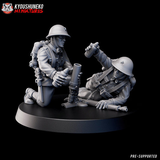 WW2 Japanese Light Mortar Team | Resin 3D Printed Miniature | Kyoushuneko