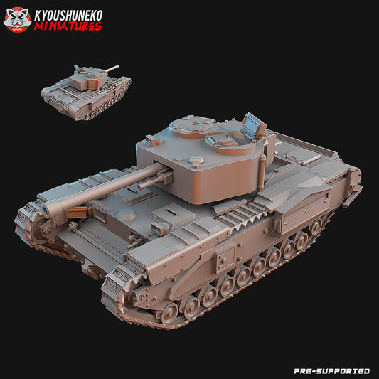 WW2 British Churchill Tank | Resin 3D Printed Miniature | Kyoushuneko