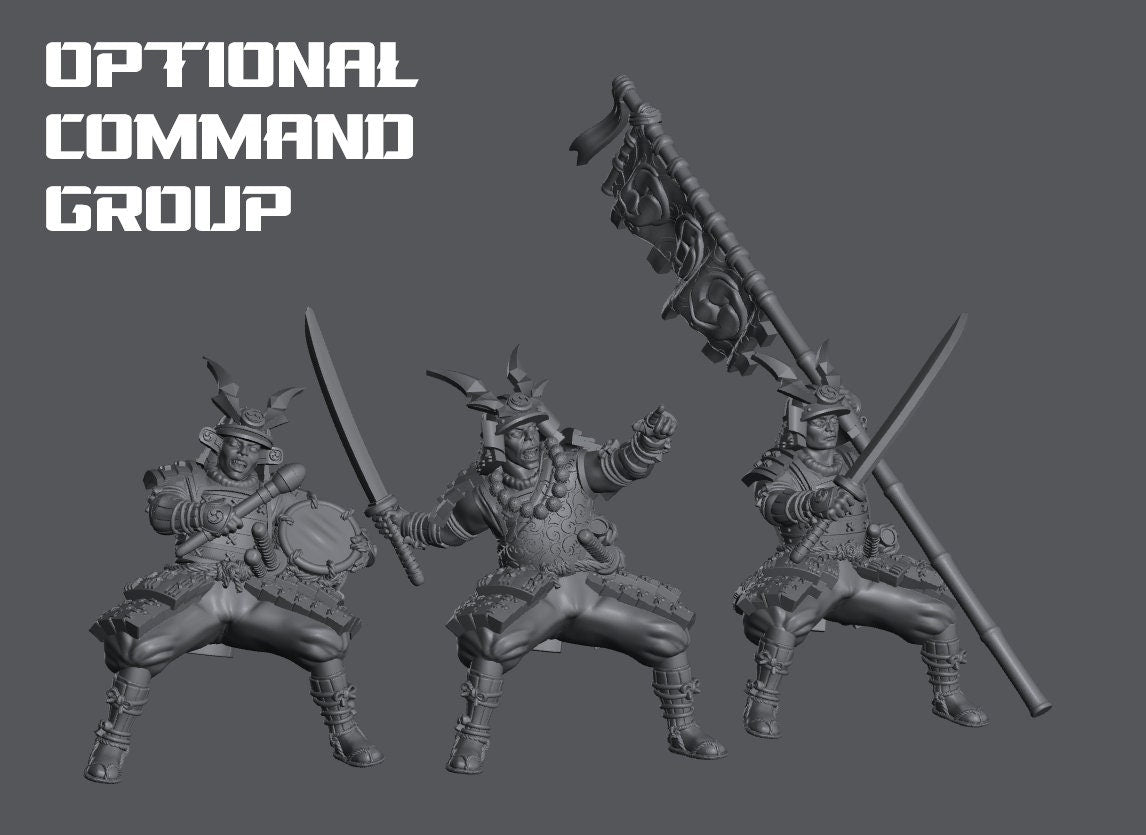 Japanese Mounted Samurai Spearmen | Resin 3D Printed Miniatures | Kyoushuneko | Table Top Gaming | RPG | D&D | Pathfinder