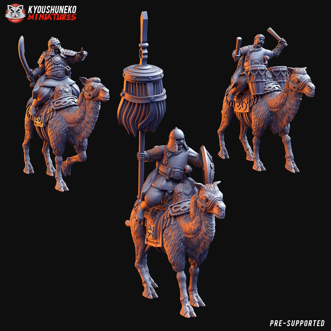Mongolian Camel Cavalry Command Group | Resin 3D Printed Miniatures | Kyoushuneko | Table Top Gaming | RPG | D&D | Pathfinder