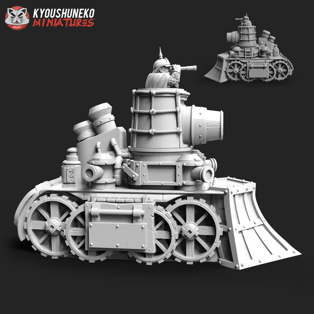 Dwarf Steam Tank | Resin 3D Printed Miniatures | Kyoushuneko | Table Top Gaming | RPG | D&D | Pathfinder