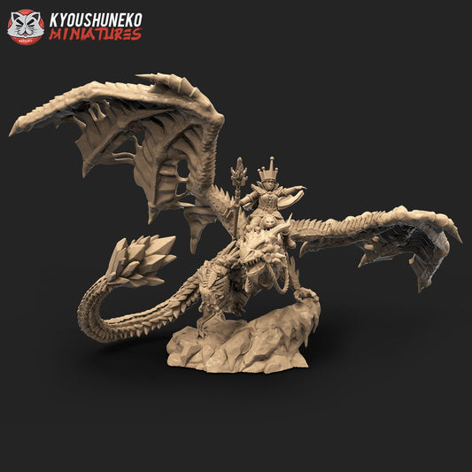 Ice Witch Queen on Dragon | Monster | Resin 3D Printed Miniature | RPG | DND | Kyoushuneko