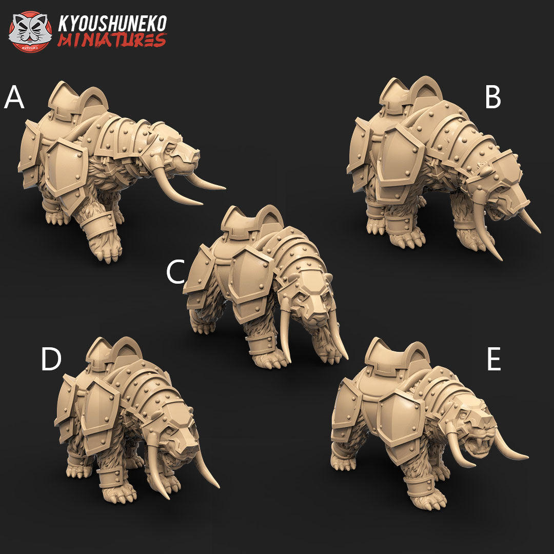 Kislev Armored Bear Mounts | Resin 3D Printed Miniatures | Kyoushuneko | Table Top Gaming | RPG | D&D | Pathfinder