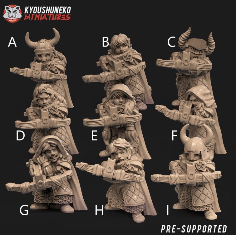 Dwarf Female Rangers (Crossbows or Handguns)| Resin 3D Printed Miniatures | Kyoushuneko | Table Top Gaming | RPG | D&D | Pathfinder