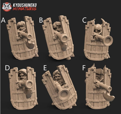 Dwarf Female Rangers with Shields (Crossbows or Handguns)| Resin 3D Printed Miniatures | Kyoushuneko | RPG | D&D | Pathfinder