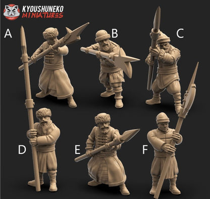 Kislev Polearmsmen / Halberdiers| Resin 3D Printed Miniatures | Kyoushuneko | Table Top Gaming | RPG | D&D | Pathfinder