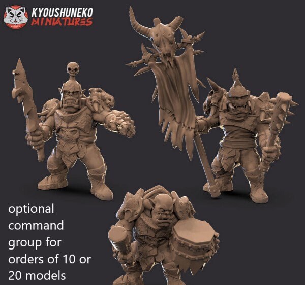Black Orcs | Resin 3D Printed Miniatures | Kyoushuneko | Table Top Gaming | RPG | D&D | Pathfinder