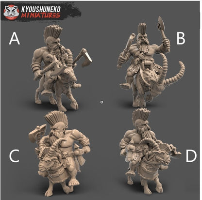 Dwarf Slayer Cavalry (dual wield) | Resin 3D Printed Miniatures | Kyoushuneko | Table Top Gaming | RPG | D&D | Pathfinder