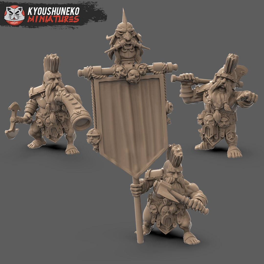 Dwarf Slayer Command Group | Resin 3D Printed Miniatures | Kyoushuneko | Table Top Gaming | RPG | D&D | Pathfinder