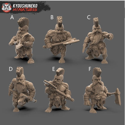 Dwarf Slayers (Two Axes or Greataxe| Resin 3D Printed Miniatures | Kyoushuneko | Table Top Gaming | RPG | D&D | Pathfinder