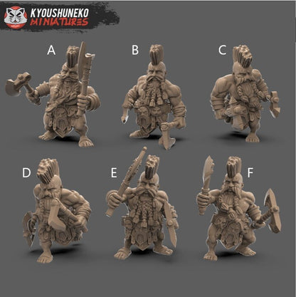 Dwarf Slayers (Two Axes or Greataxe| Resin 3D Printed Miniatures | Kyoushuneko | Table Top Gaming | RPG | D&D | Pathfinder