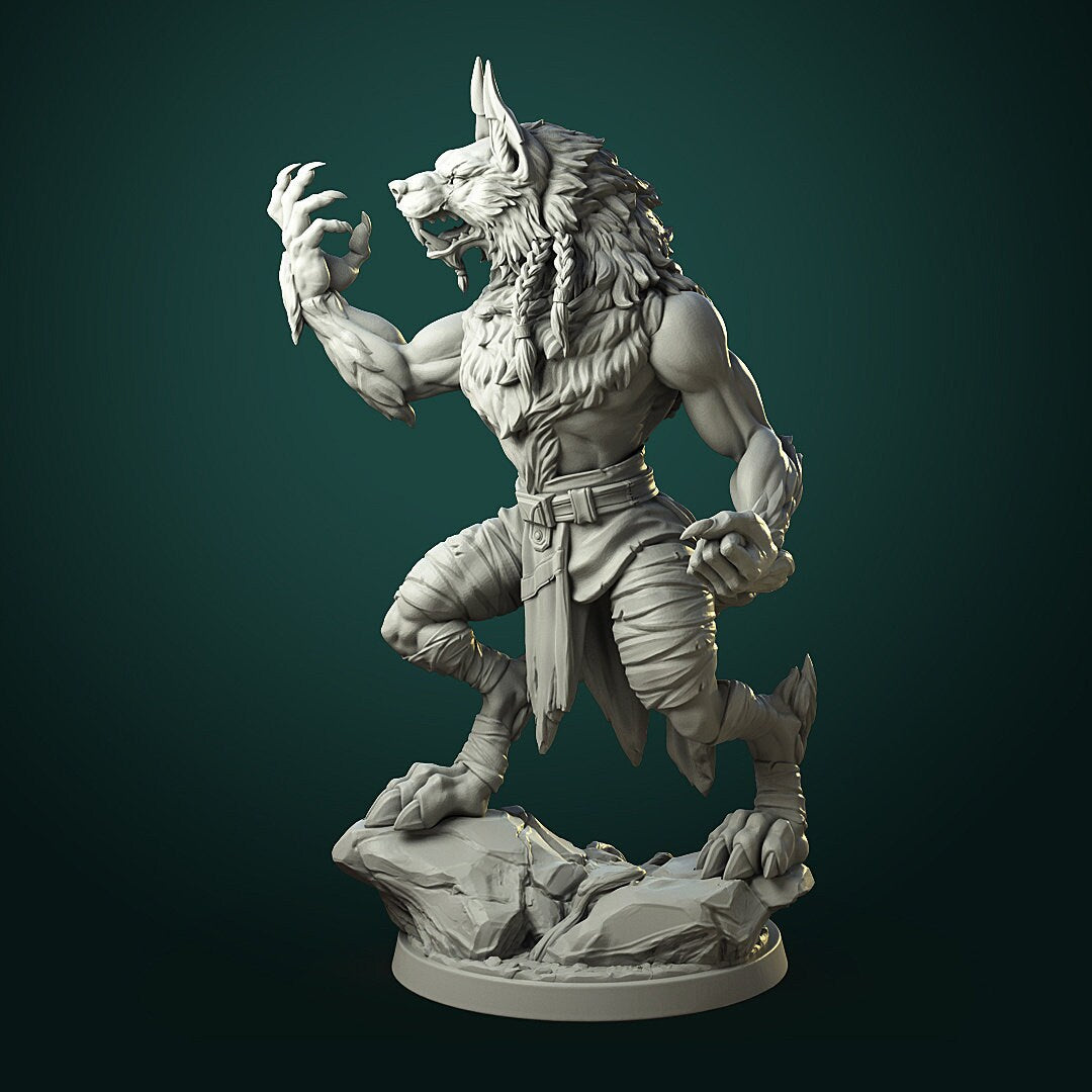 Karrash the Forest Shadow | Werewolf | Resin 3D Printed Miniature | White Werewolf Tavern