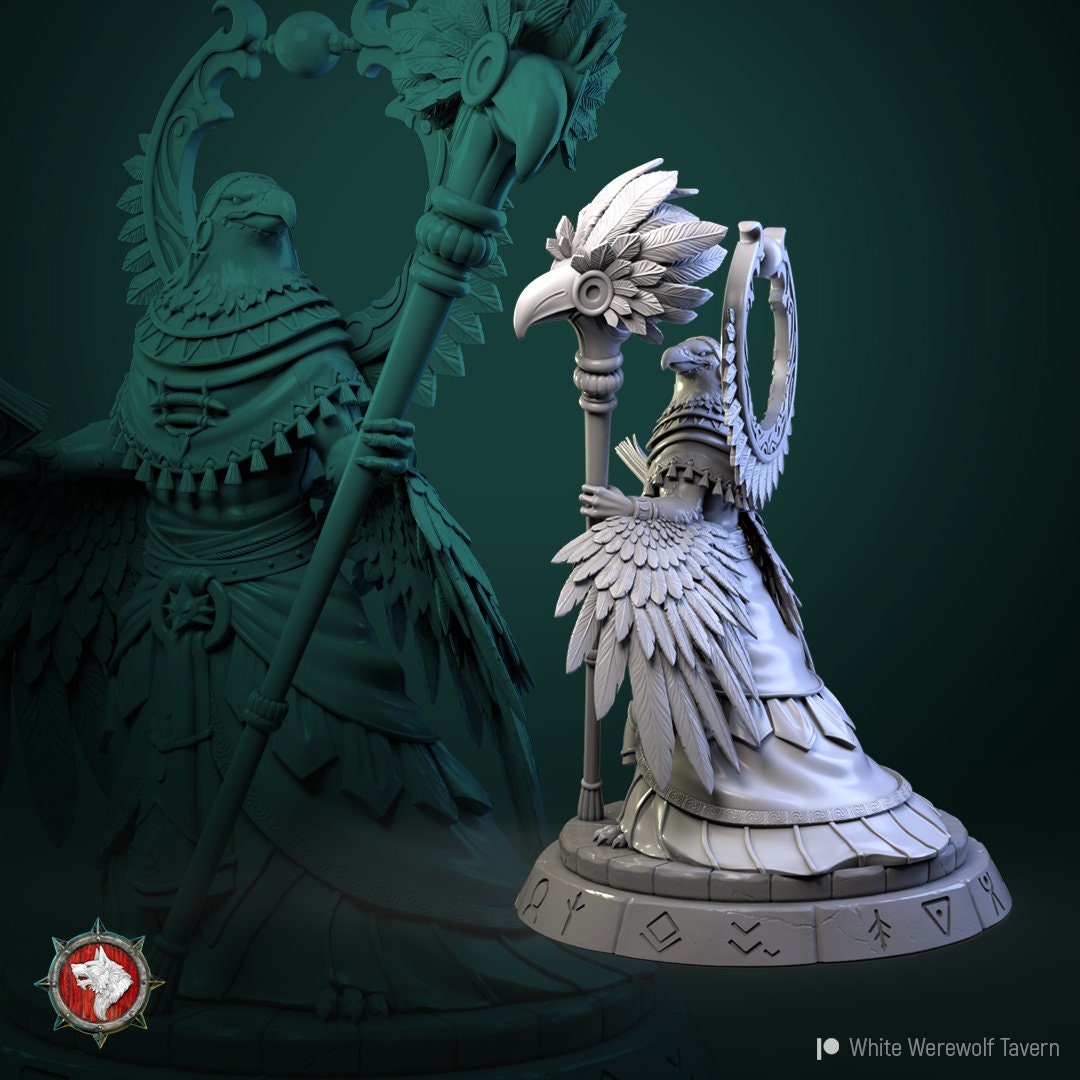 Ayalau The Aarakocra Priestess | Multiple Scales | Resin 3D Printed Miniature | White Werewolf Tavern | RPG | D&D | DnD