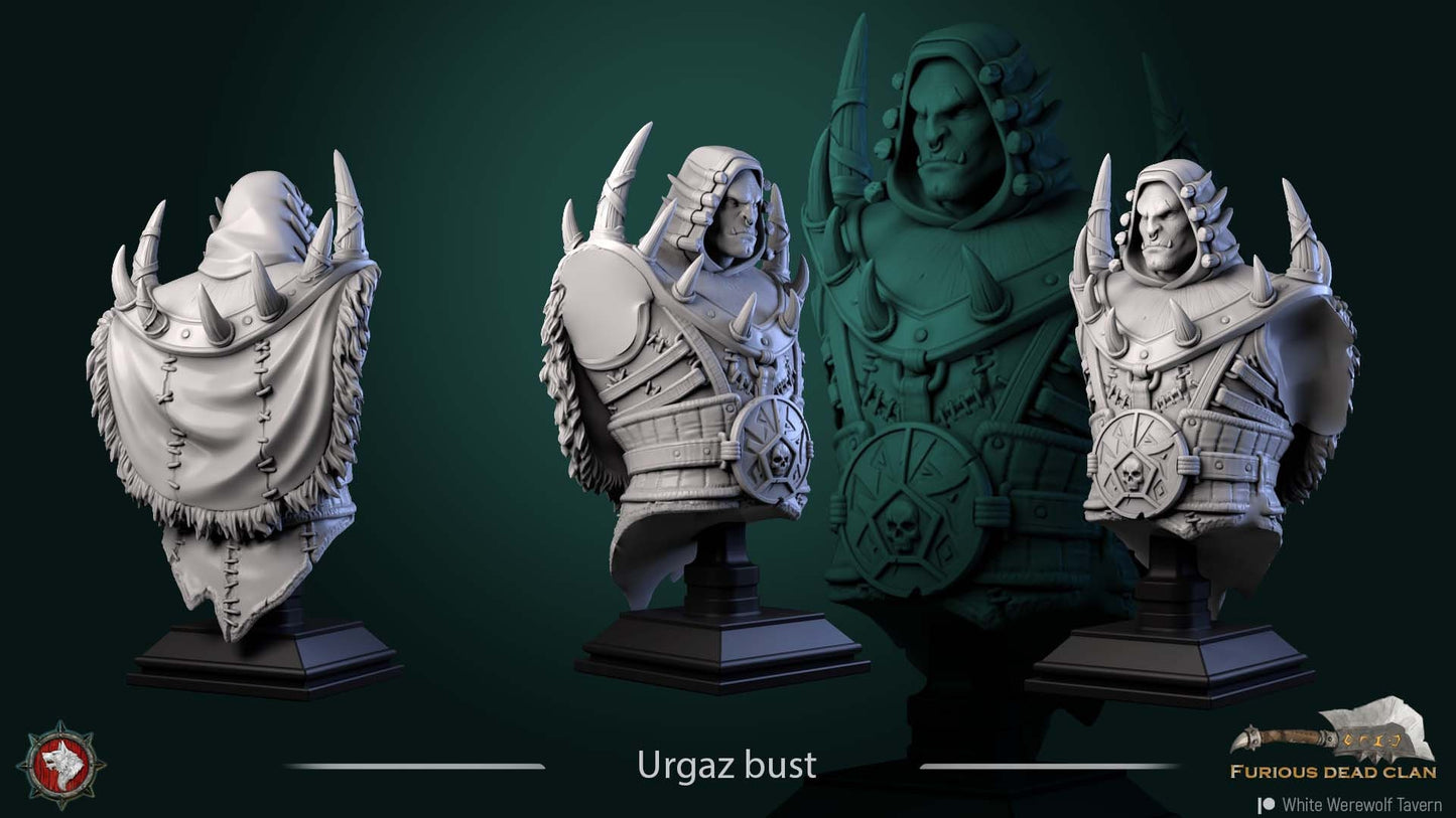 Urgaz The Intimidator | Furious Dead Clan | Bust | Resin 3D Printed Miniature | White Werewolf Tavern