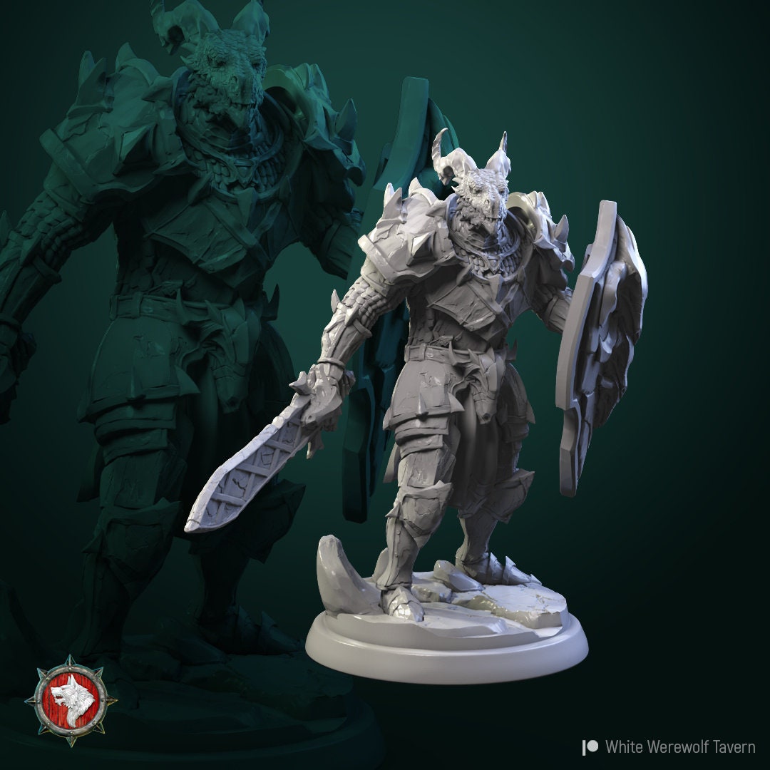 Dragonborn Knights | Resin 3D Printed Miniature | White Werewolf Tavern