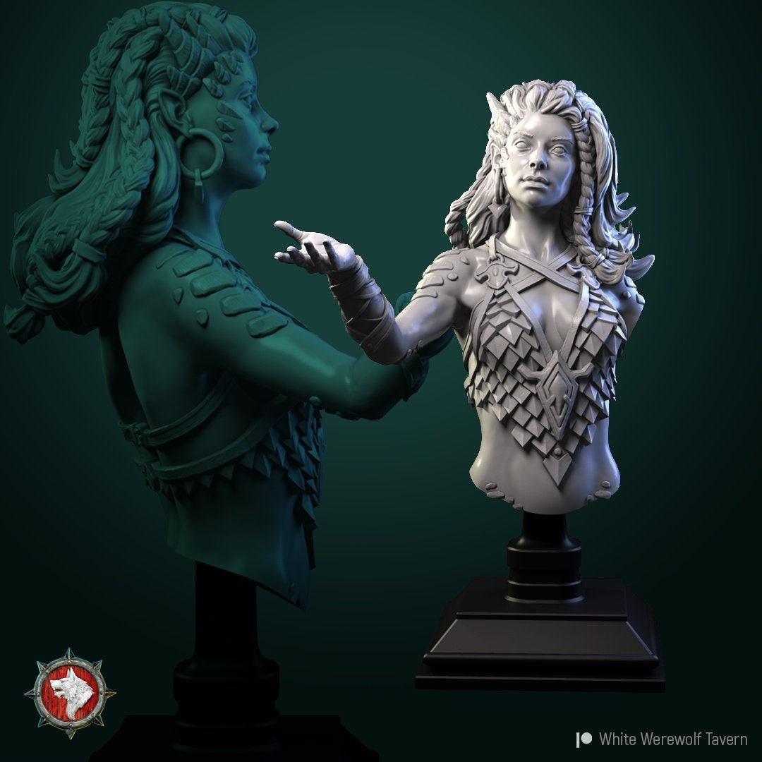 Nala the Dragon Lordess | Dragonborn | Bust | Resin 3D Printed Miniature | White Werewolf Tavern