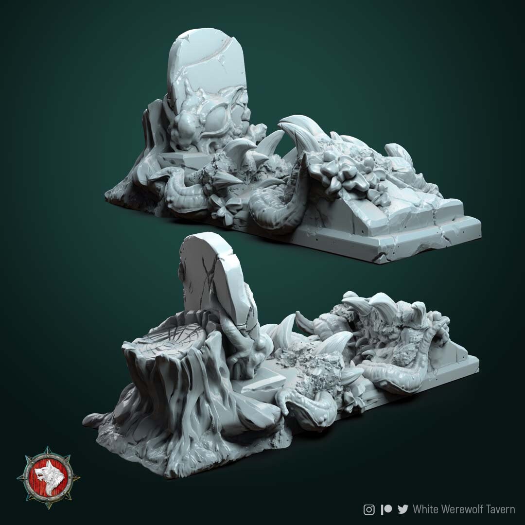 Mimic Grave | Multiple Scales | Resin 3D Printed Miniature | White Werewolf Tavern