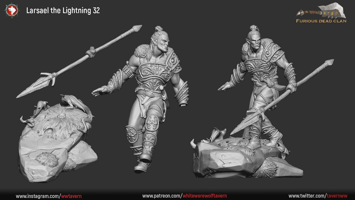 Larsael The Lightning | Multiple Scales | Resin 3D Printed Miniature | White Werewolf Tavern | RPG | D&D | DnD