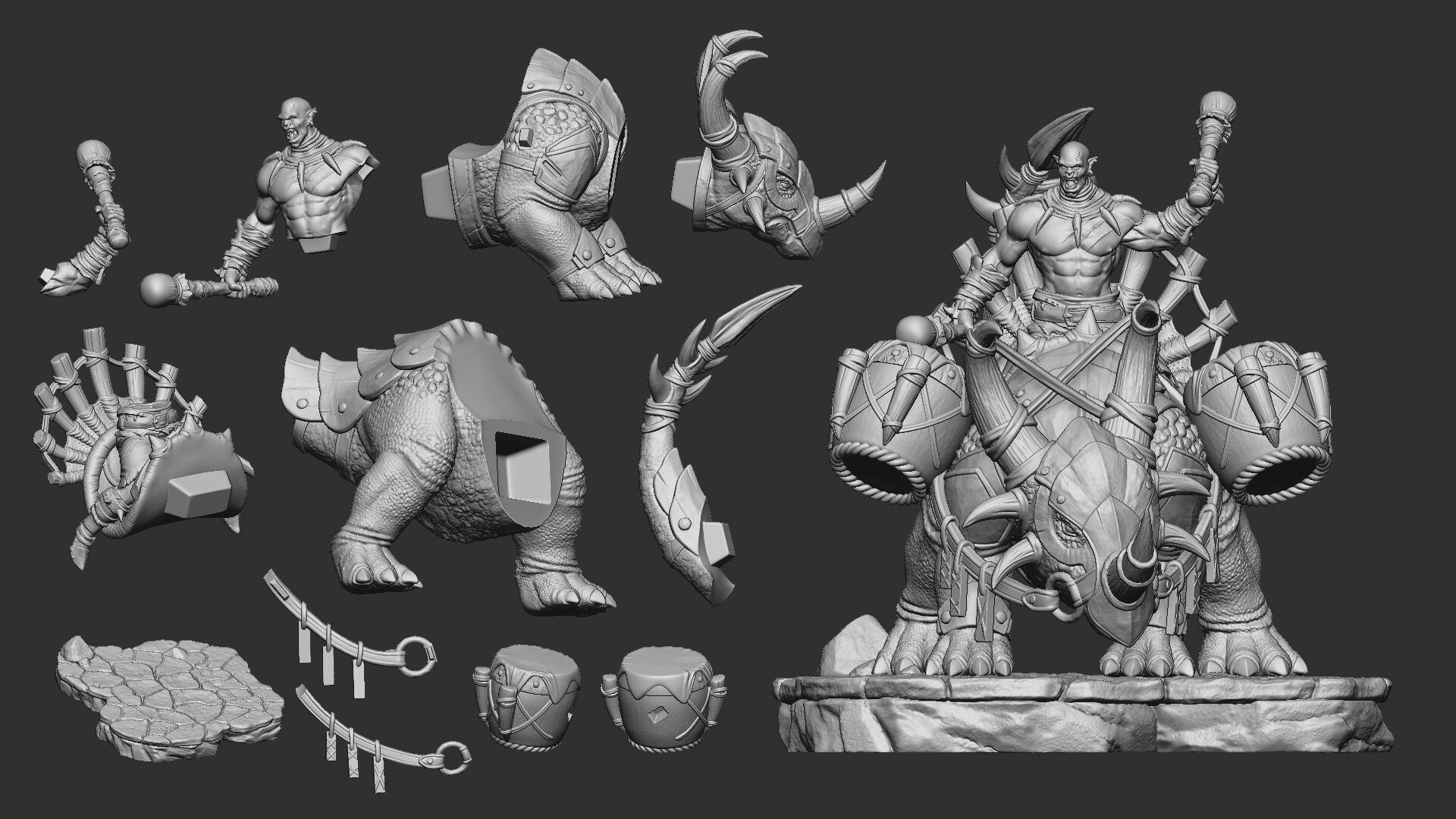 Orc Rider With Beast | Resin 3D Printed Miniature | White Werewolf Tavern | RPG | D&D | DnD