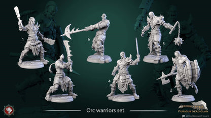 Orc Warrior Warband | Six Poses | Resin 3D Printed Miniature | White Werewolf Tavern | RPG | D&D | DnD