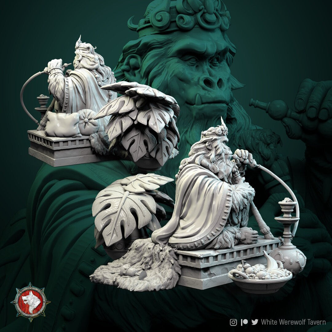 Gorilla King - Kruh | Multiple Scales | Resin 3D Printed Miniature | White Werewolf Tavern | RPG | D&D | DnD