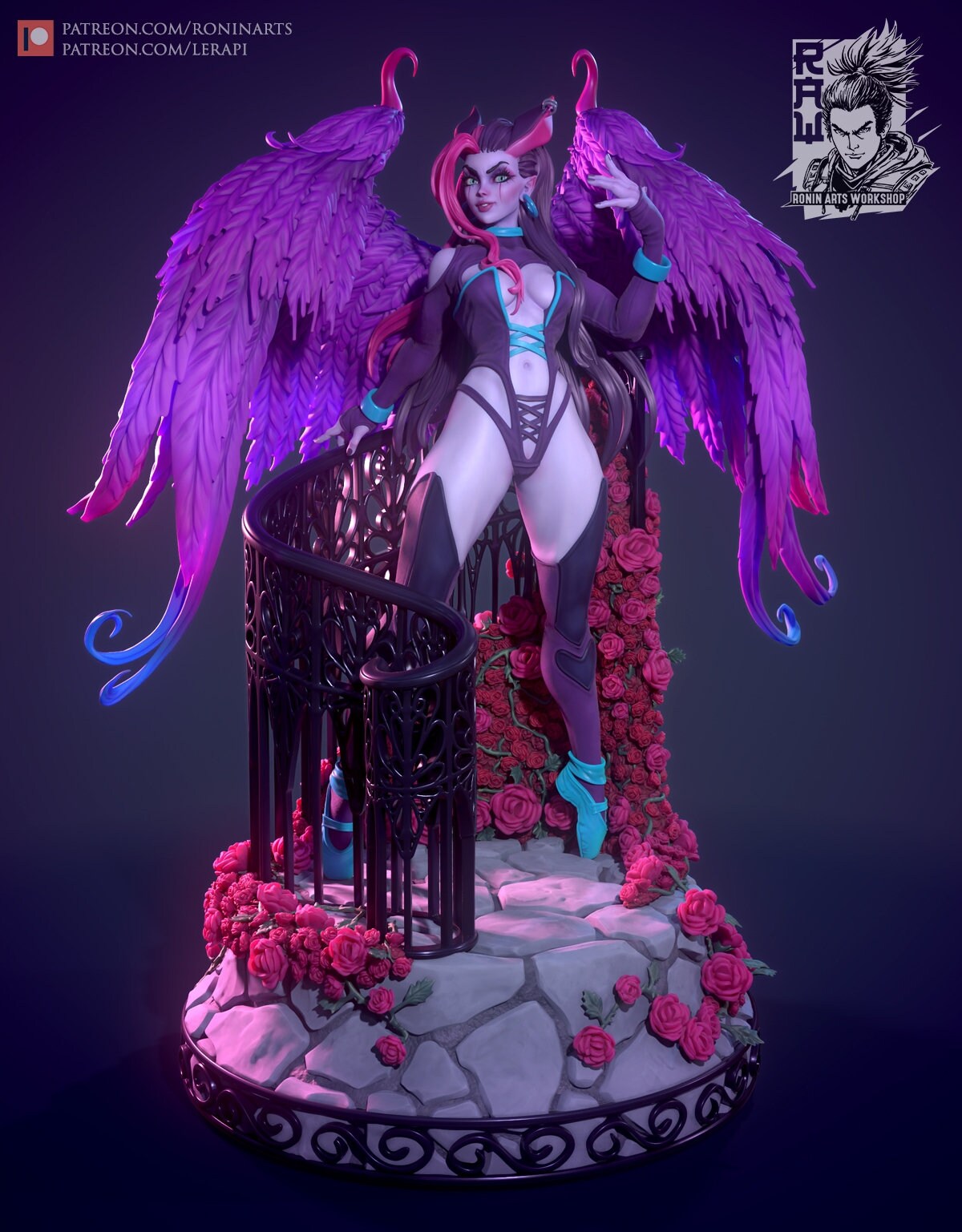 Sexy Succubus - Two Poses | Clothed or Nude | Resin 3D Printed Pinup | Ronin Arts Workshop