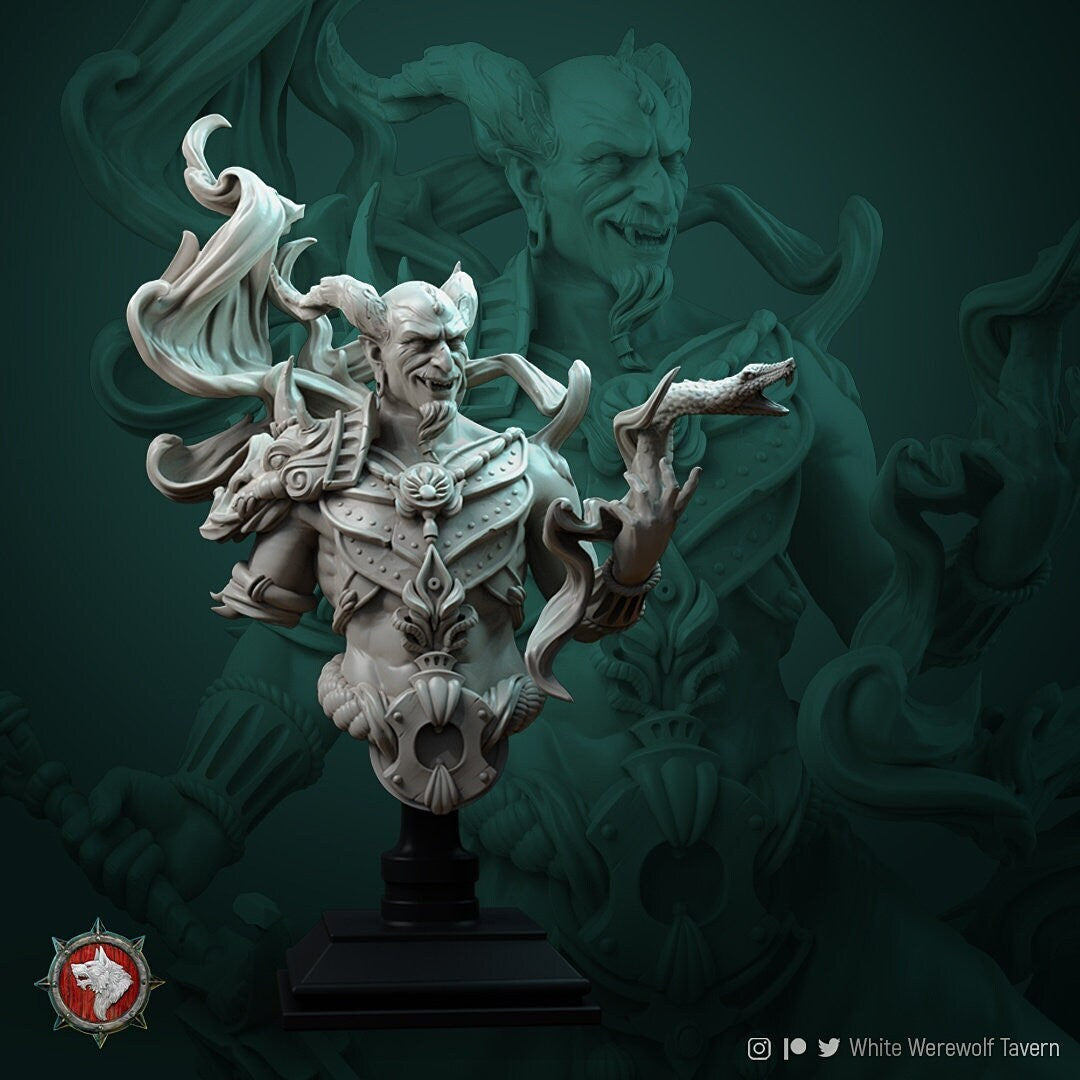 Efreet Overlord | Bust | Resin 3D Printed Miniature | White Werewolf Tavern