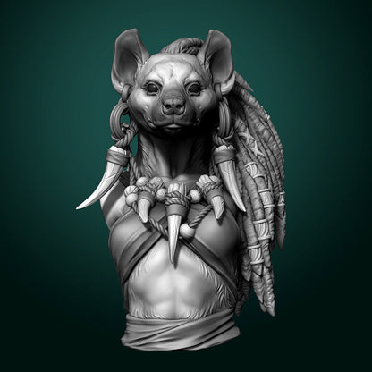 Meirsoa Gnoll Matriarch | Bust | Resin 3D Printed Miniature | White Werewolf Tavern