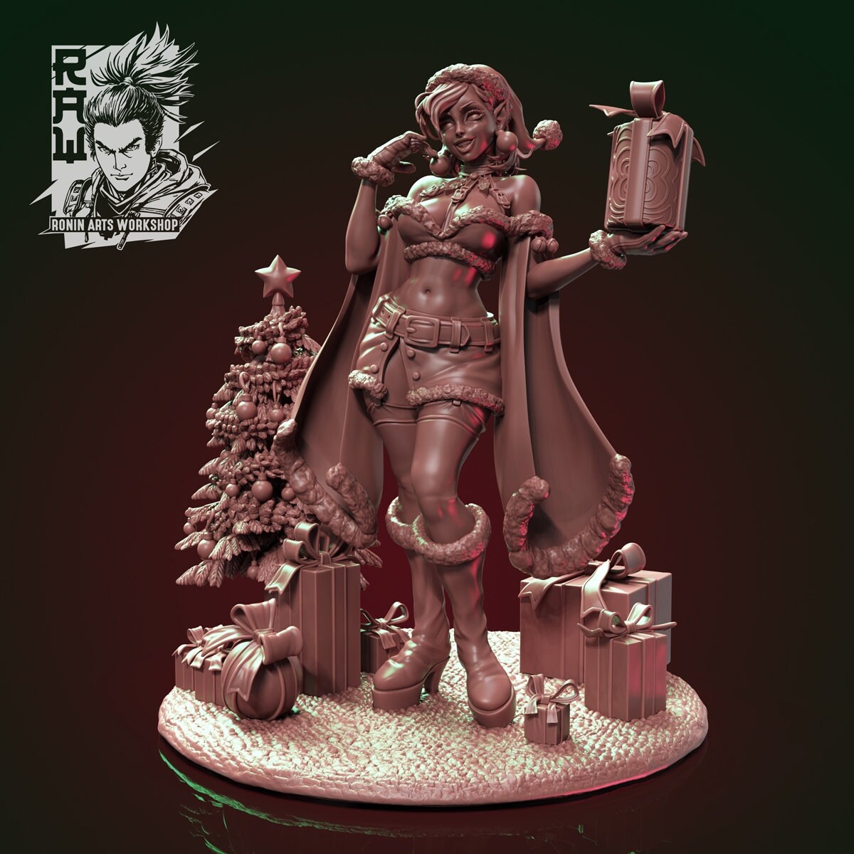 Sexy Christmas Elf | Clothed or Nude | Resin 3D Printed Pinup | Ronin Arts Workshop