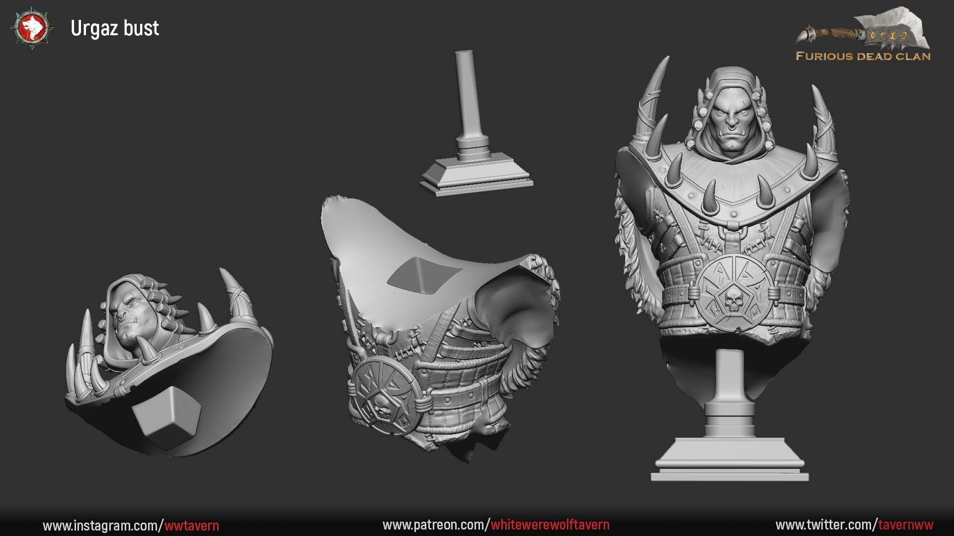 Urgaz The Intimidator | Furious Dead Clan | Bust | Resin 3D Printed Miniature | White Werewolf Tavern