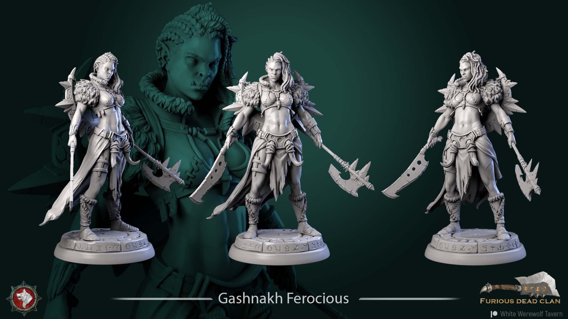 Gashnakh Ferocious | Multiple Scales | Resin 3D Printed Miniature | White Werewolf Tavern | RPG | D&D | DnD