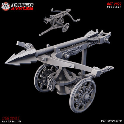High Elf Bolt Thrower with 3x Crew | Resin 3D Printed Miniatures | Kyoushuneko | Table Top Gaming | RPG | D&D | Pathfinder