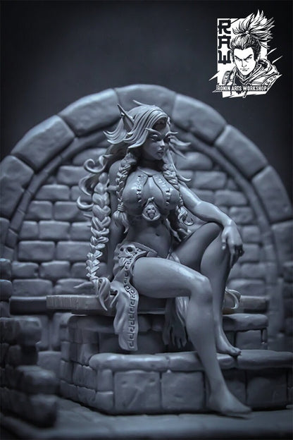 Regal Bathing Elf | Clothed or Nude | Resin 3D Printed Pinup | Ronin Arts Workshop