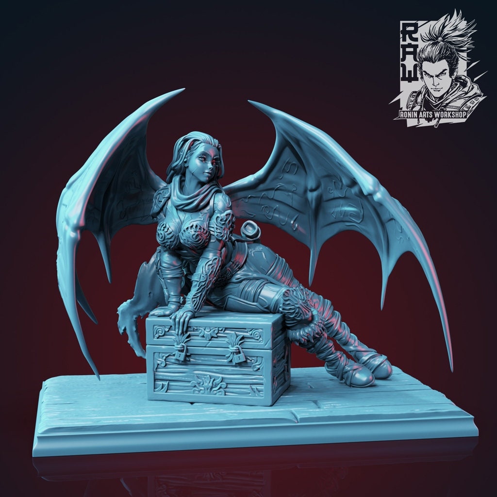Sexy Seductive Succubus | Clothed or Nude | Resin 3D Printed Pinup | Ronin Arts Workshop