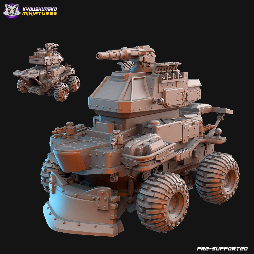 Battle Damaged Dwarf Miner Expedition Pathfinder Truck | Space Dwarfs / Squats | Resin 3D Printed Miniature | Kyoushuneko