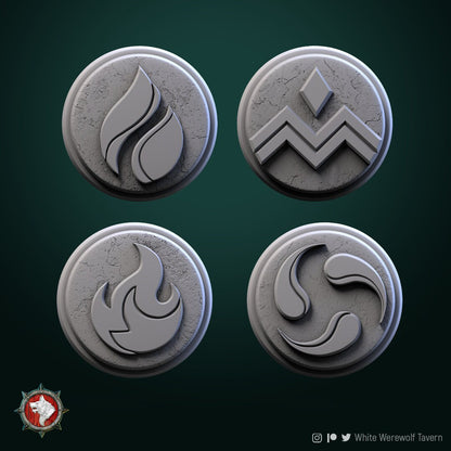 Elementals - Earth, Air, Fire, Water | Multiple Sizes | Resin 3D Printed Miniature | White Werewolf Tavern | RPG | D&D | DnD