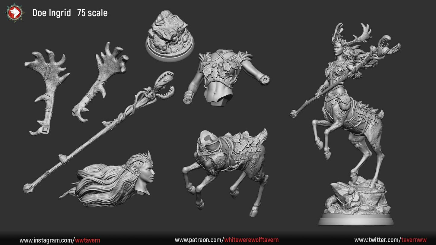 Dryad Ingrid | Multiple Scales | Resin 3D Printed Miniature | White Werewolf Tavern | RPG | D&D | DnD