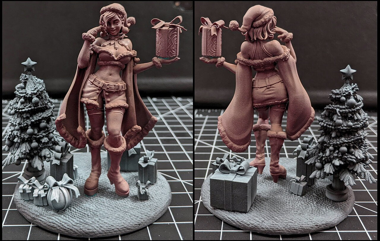 Sexy Christmas Elf | Clothed or Nude | Resin 3D Printed Pinup | Ronin Arts Workshop