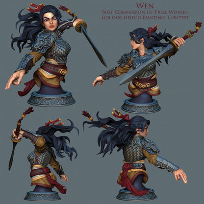 Wen - Female Warrior | Bust | Resin 3D Printed Miniature | White Werewolf Tavern