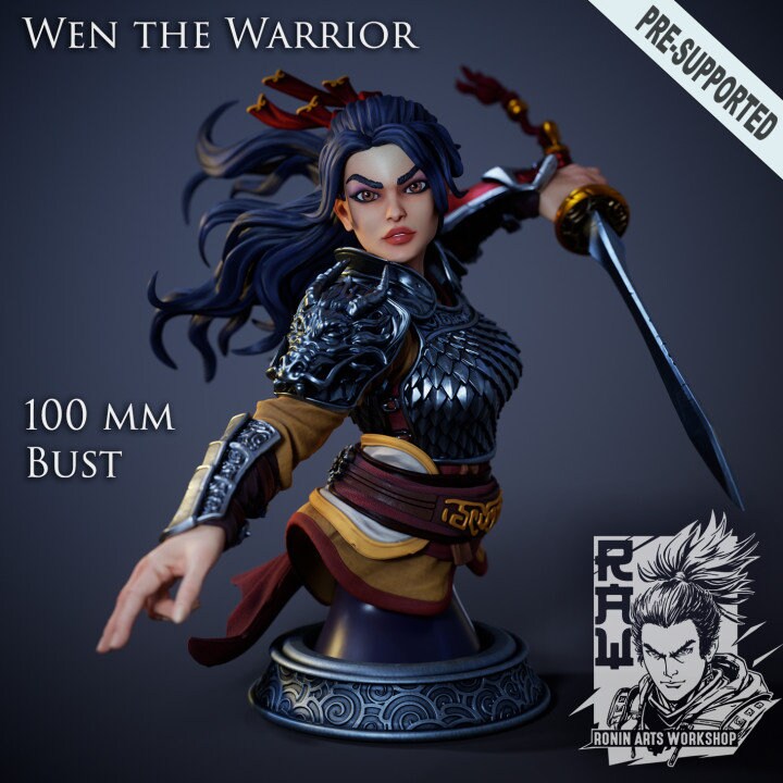 Wen - Female Warrior | Bust | Resin 3D Printed Miniature | White Werewolf Tavern